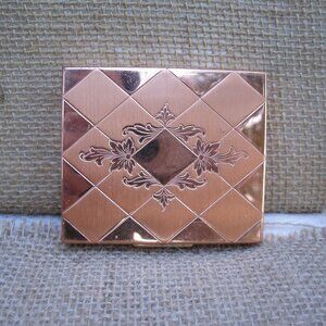 Vintage Copper Floral Design Photo Compact